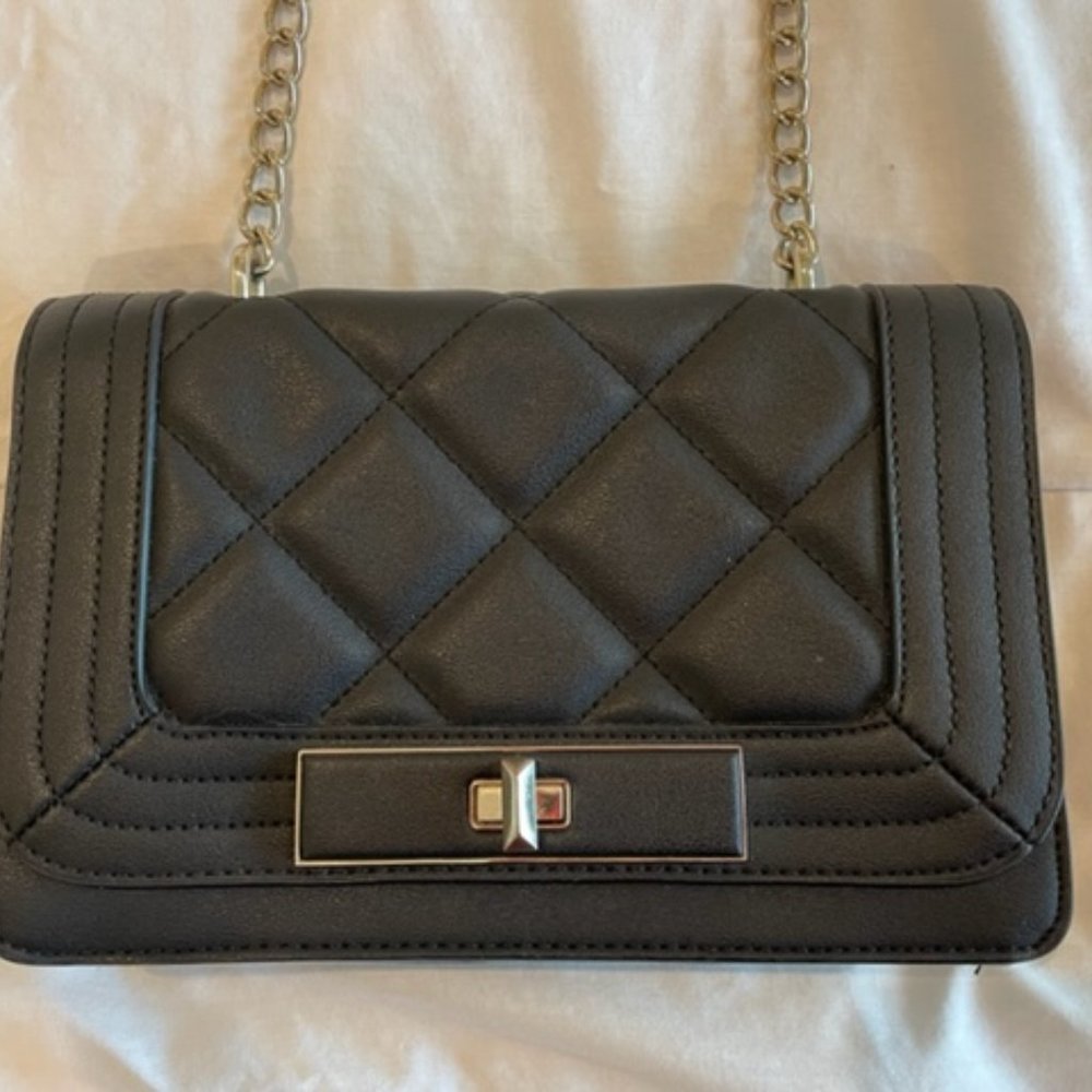Black Mossimo Shoulder Purse Gold Chain Strap Quilted Look